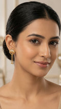 Golden Sunburst Tassel Earrings