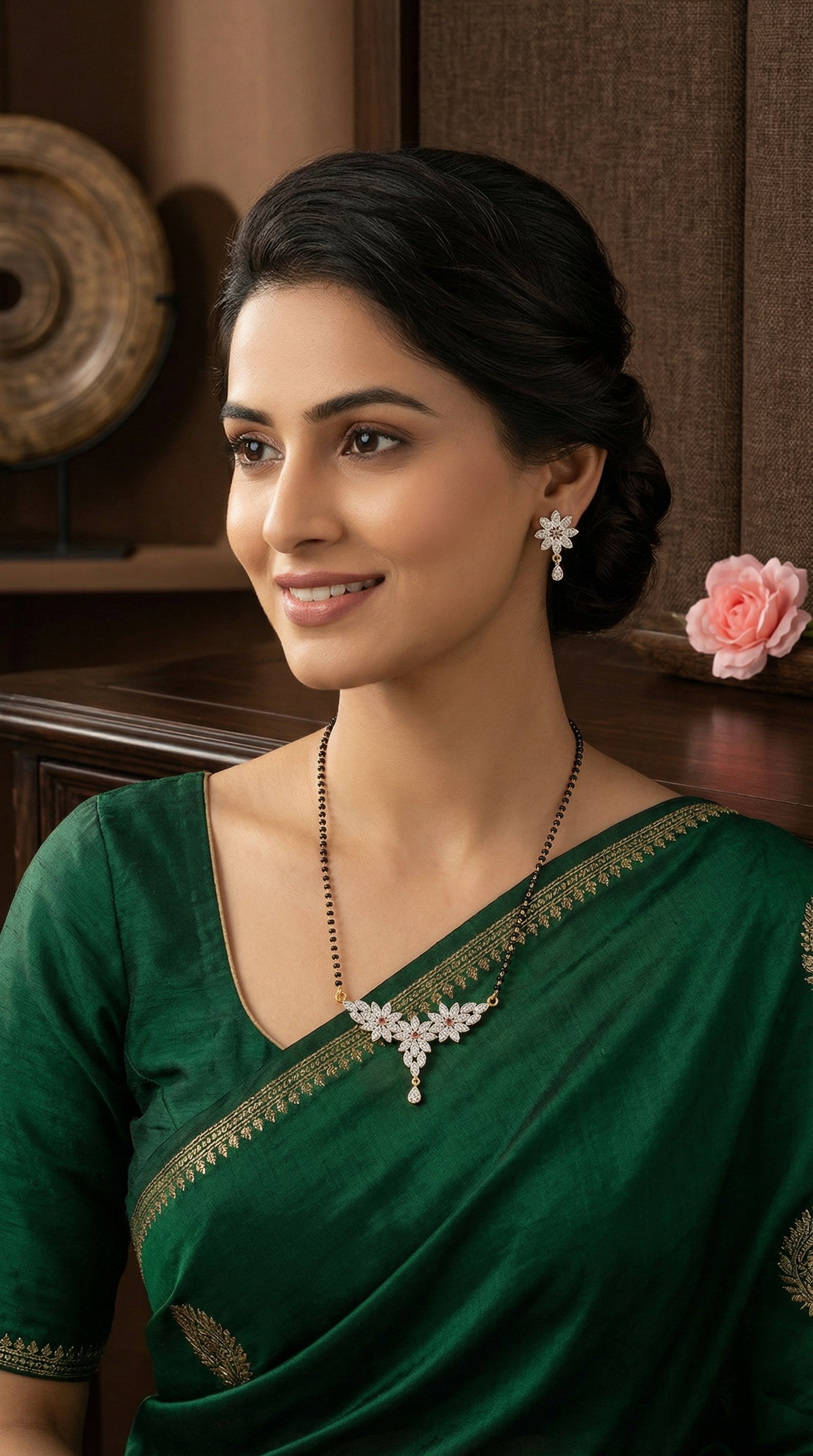 Royal Blossom Mangalsutra & Earrings Set