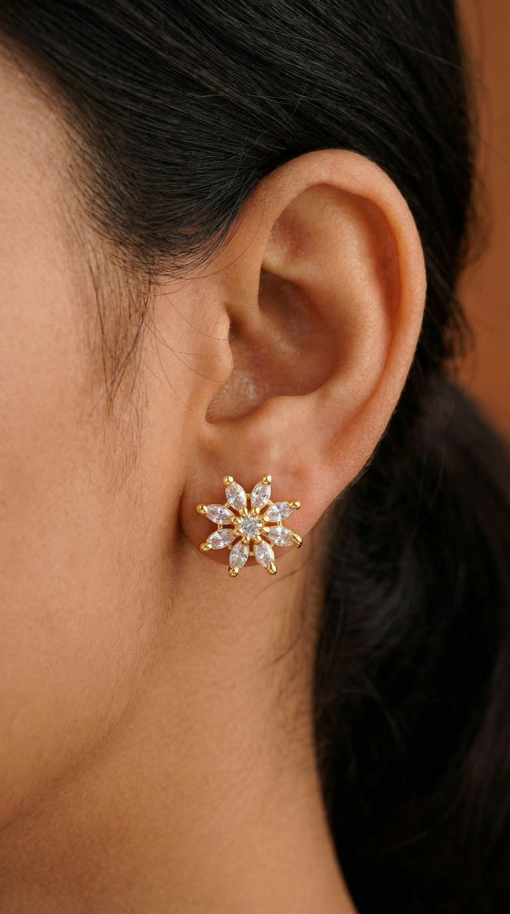 Crystal Bloom Floral Stud Earrings