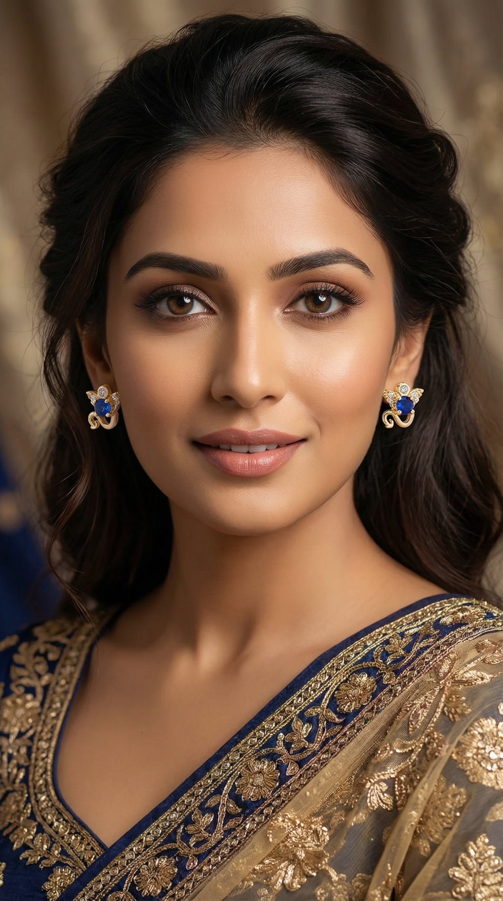 Royal Sapphire Bloom Stud Earrings