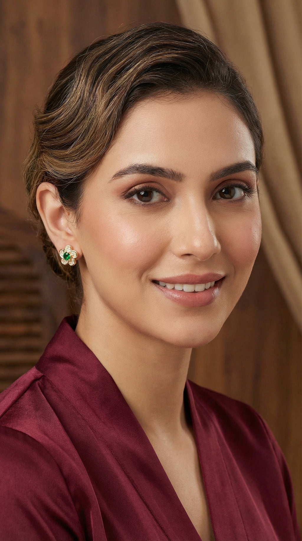 Emerald Blossom Crystal Stud Earrings