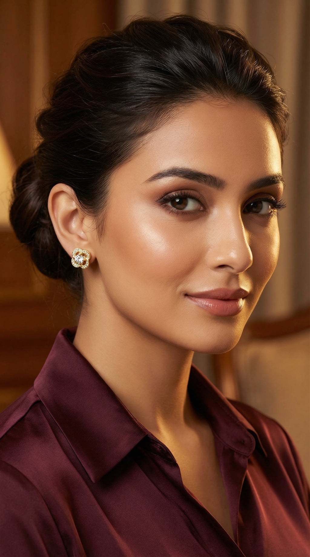 Golden Bloom Crystal Stud Earrings