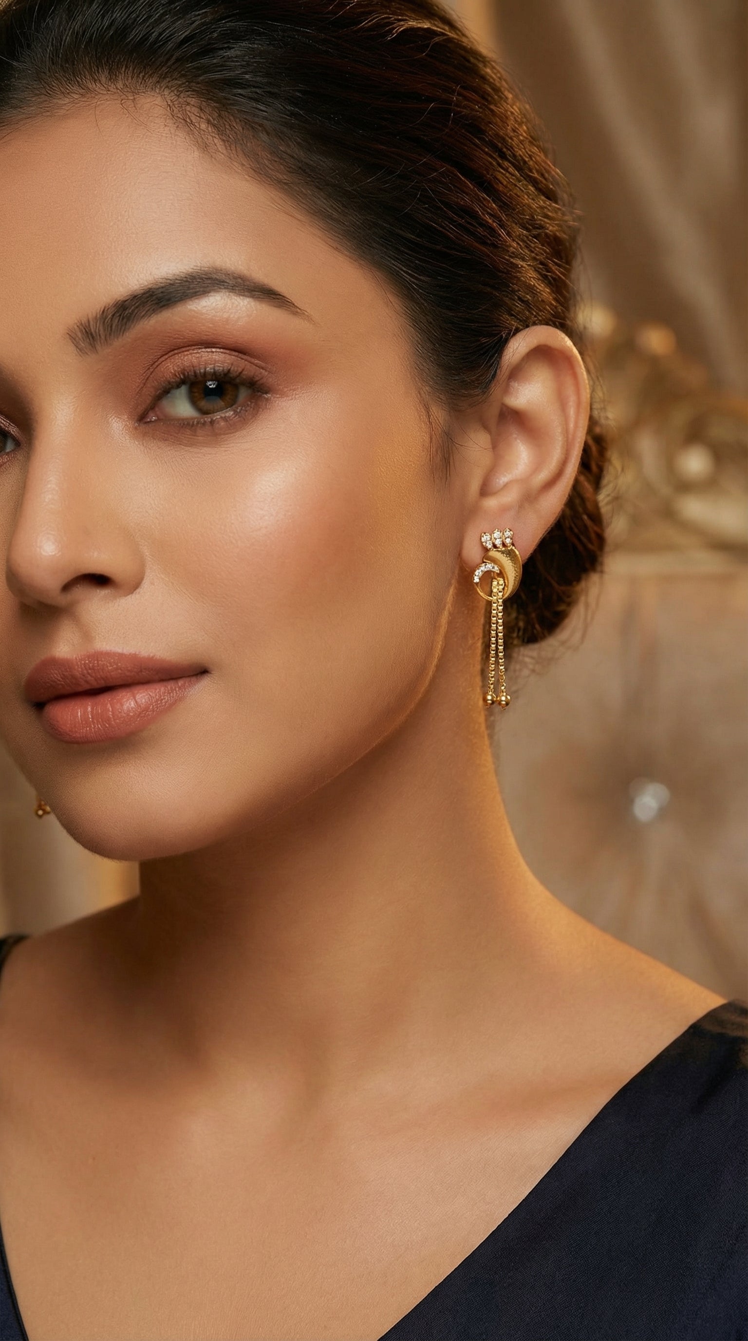 Royal Crescent Chain Drop Earrings