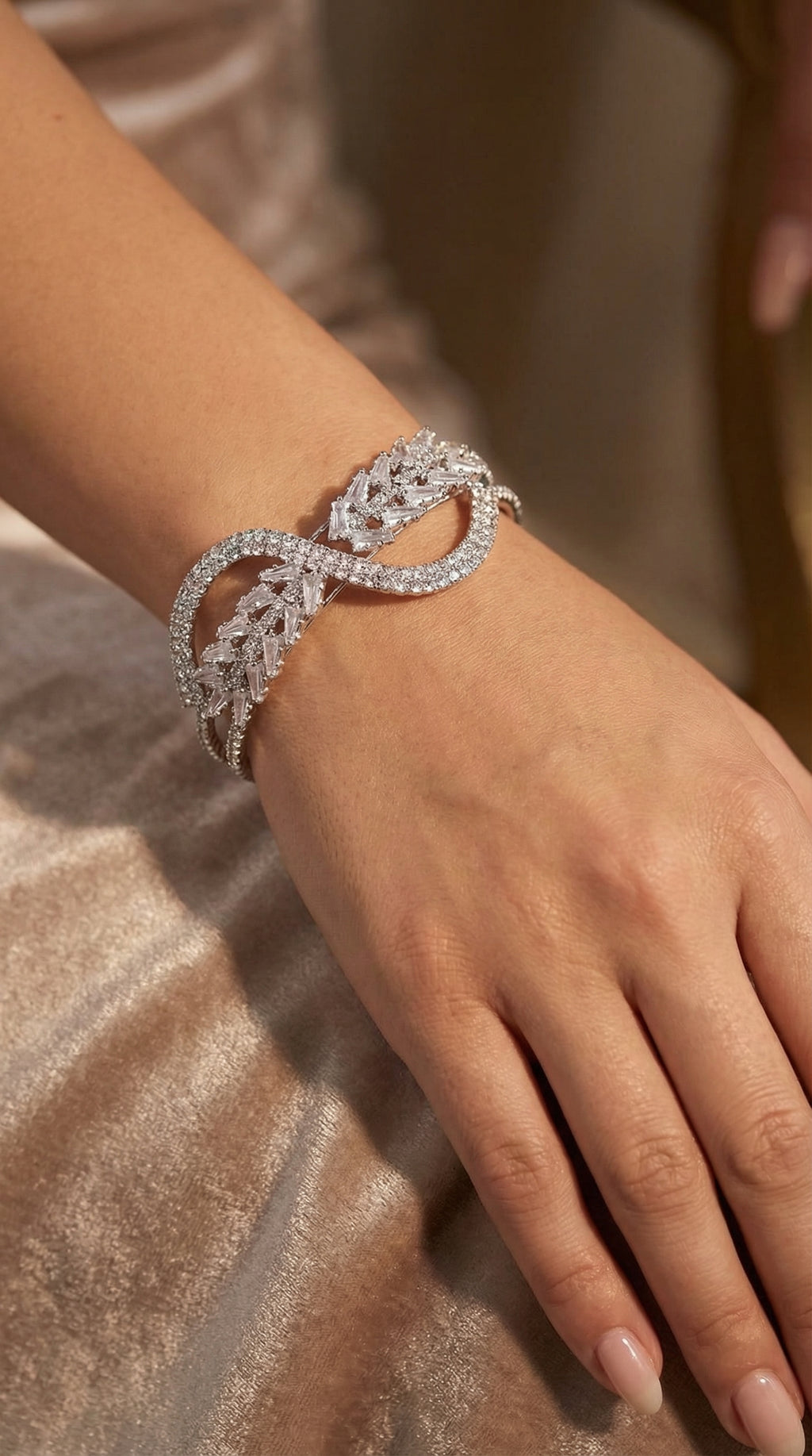 Luxury Crystal Infinity Cuff Bracelet