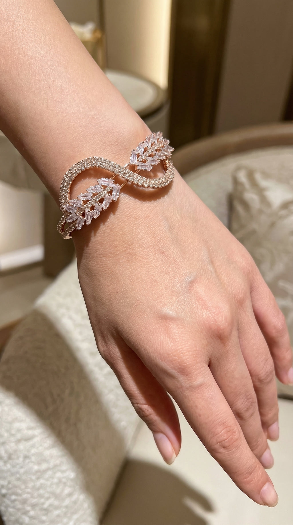 Rose Gold Crystal Infinity Cuff Bracelet