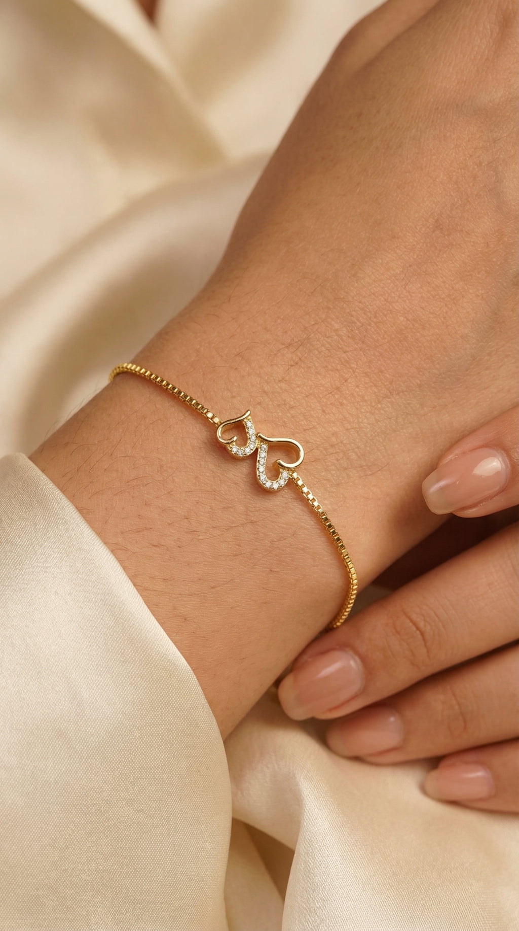 Romantic Double Heart Crystal Bracelet
