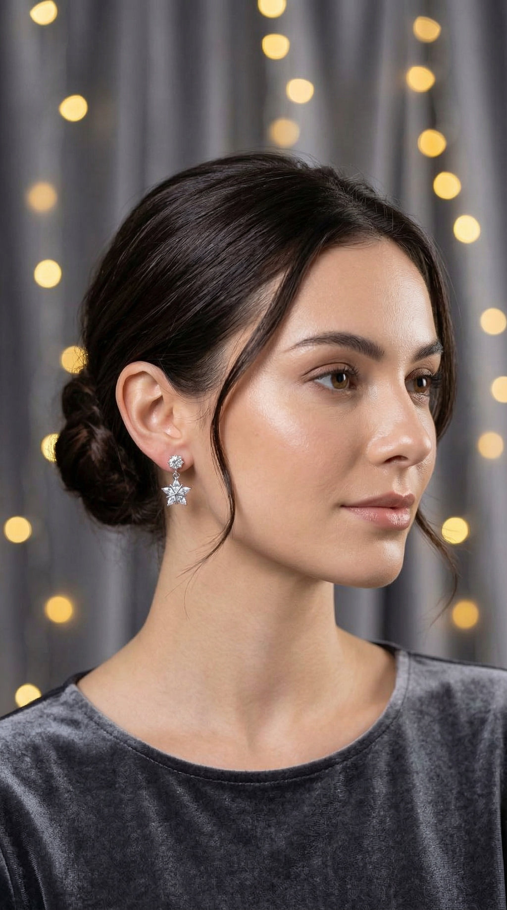 Elegant Star Floral Drop Earrings
