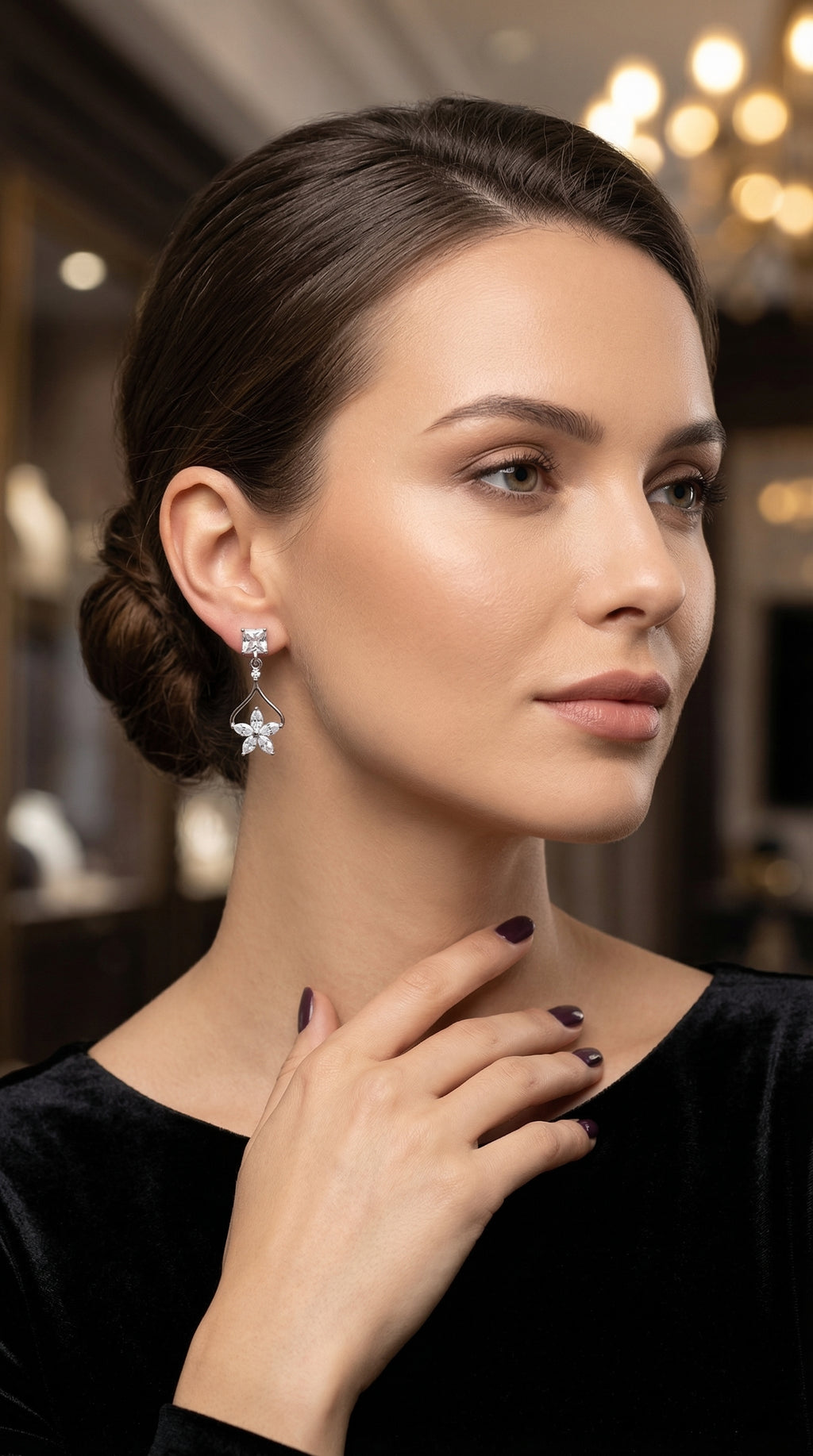Elegant Floral Drop Earrings