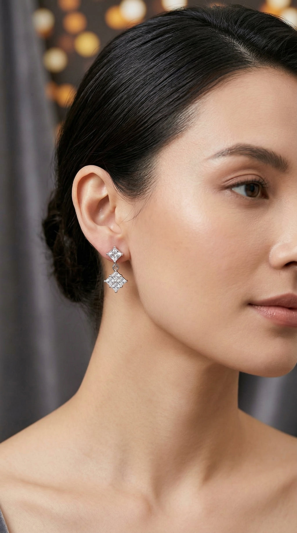 Sparkling Princess Cut Drop Earrings