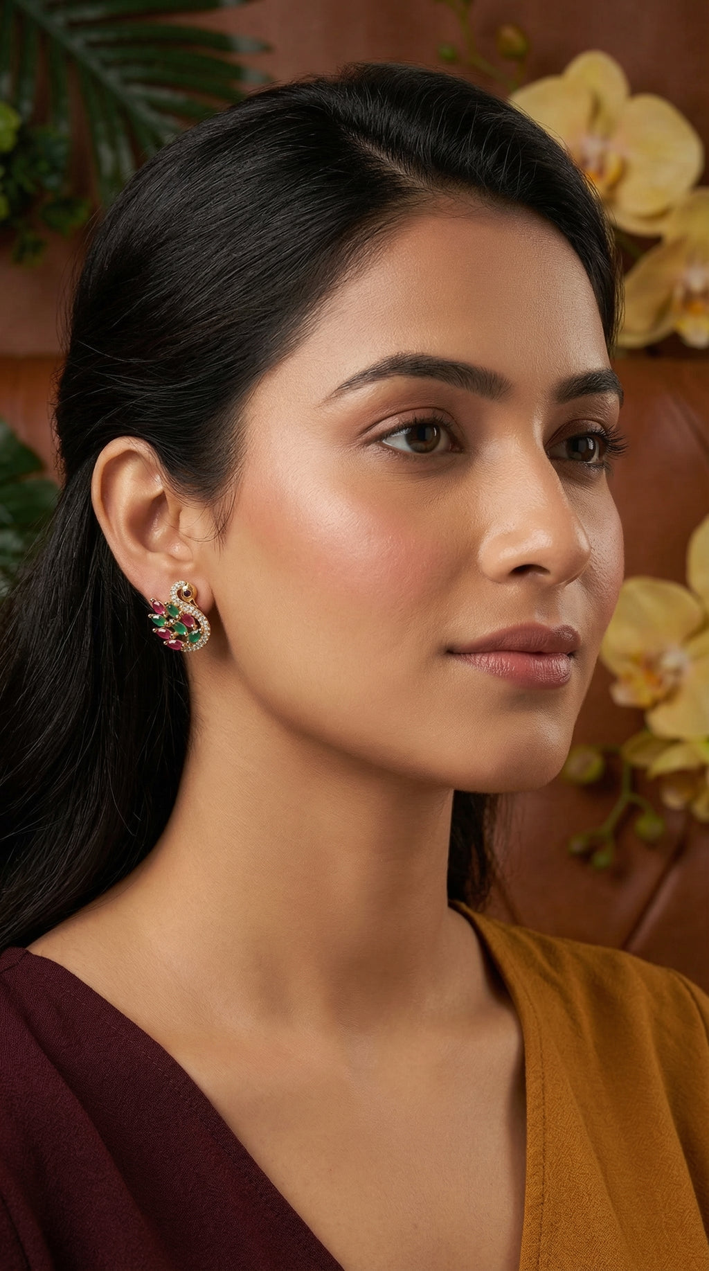 Elegant Peacock Stone Earrings