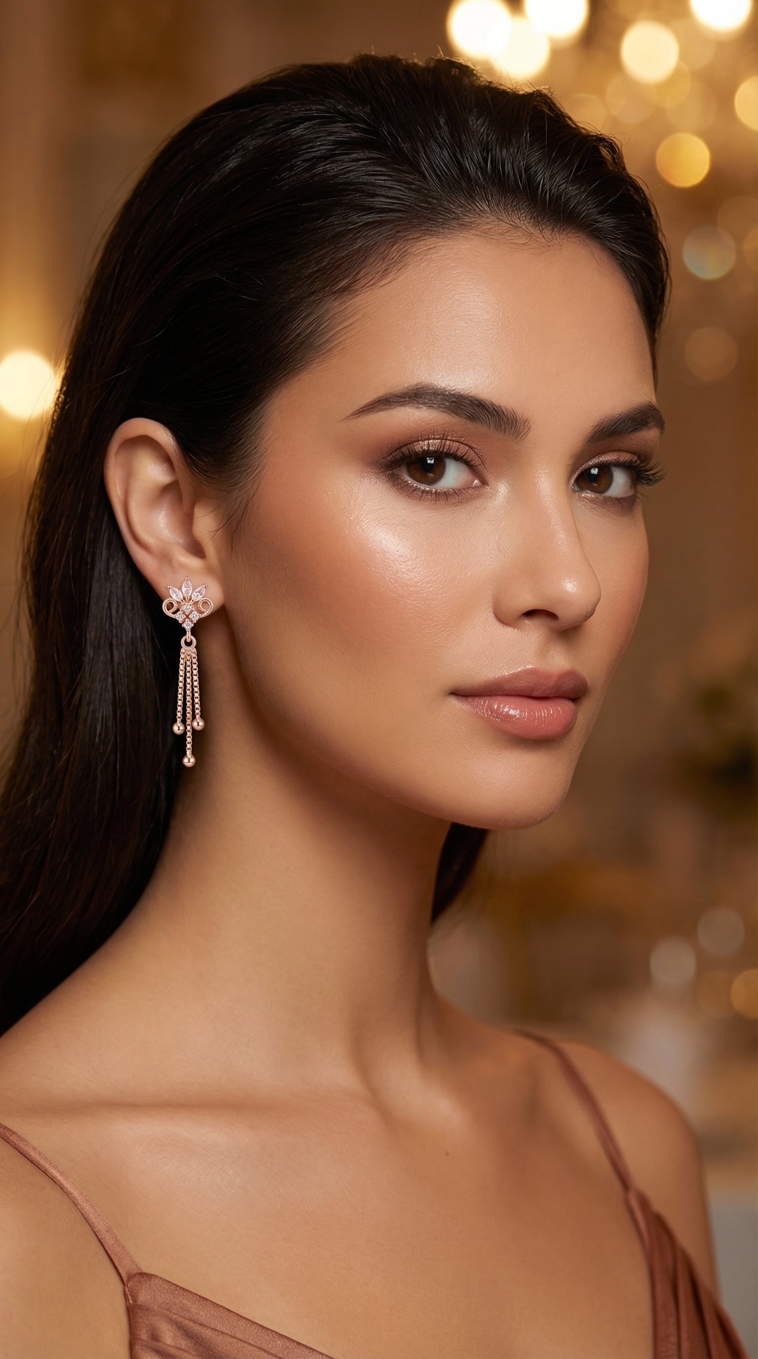Royal Crystal Crown Tassel Earrings