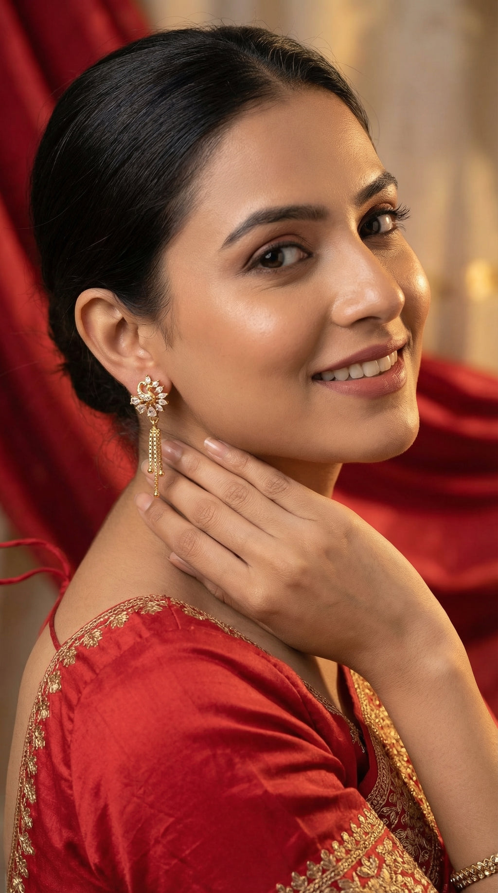 Elegant Peacock Floral Tassel Earrings
