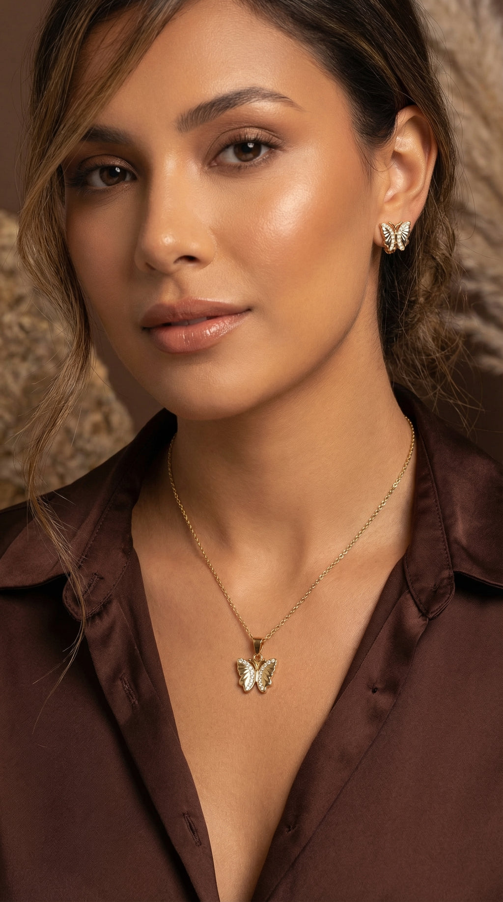 Golden Butterfly Crystal Jewelry Set