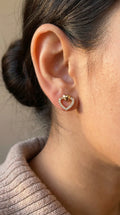 Golden Heart Halo Stud Earrings