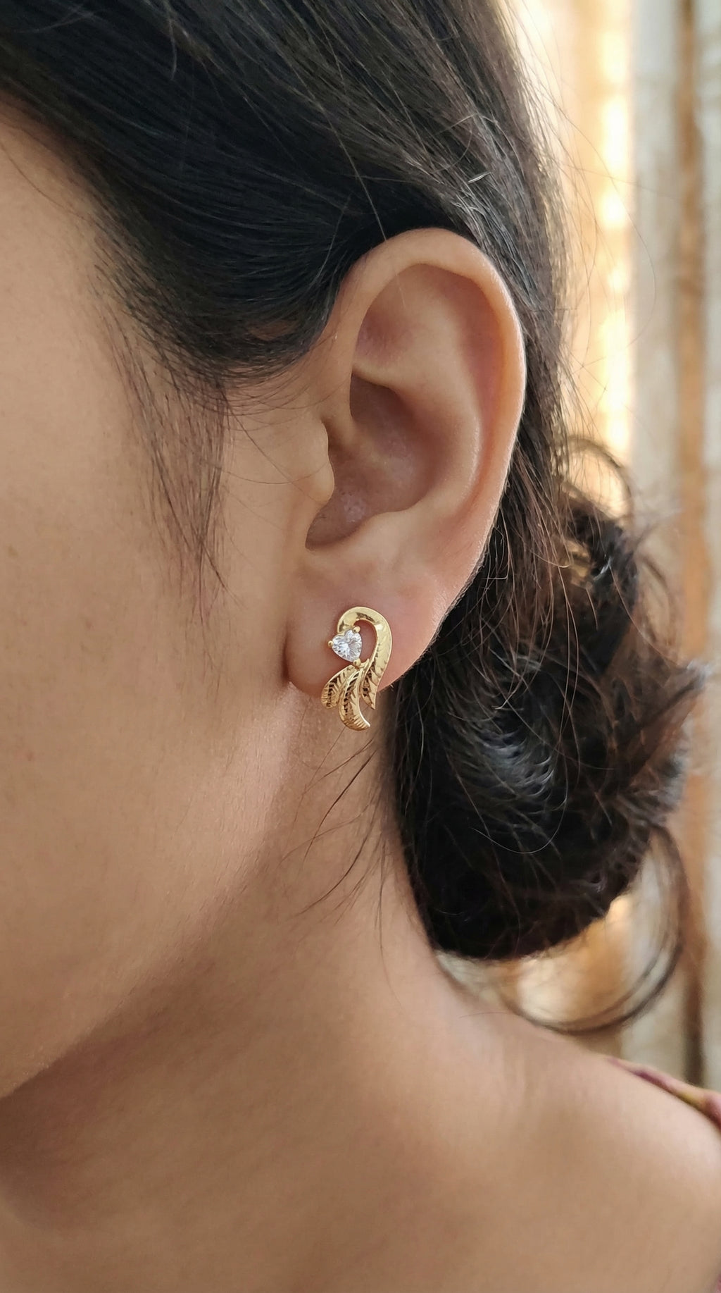 Golden Swan Crystal Stud Earrings