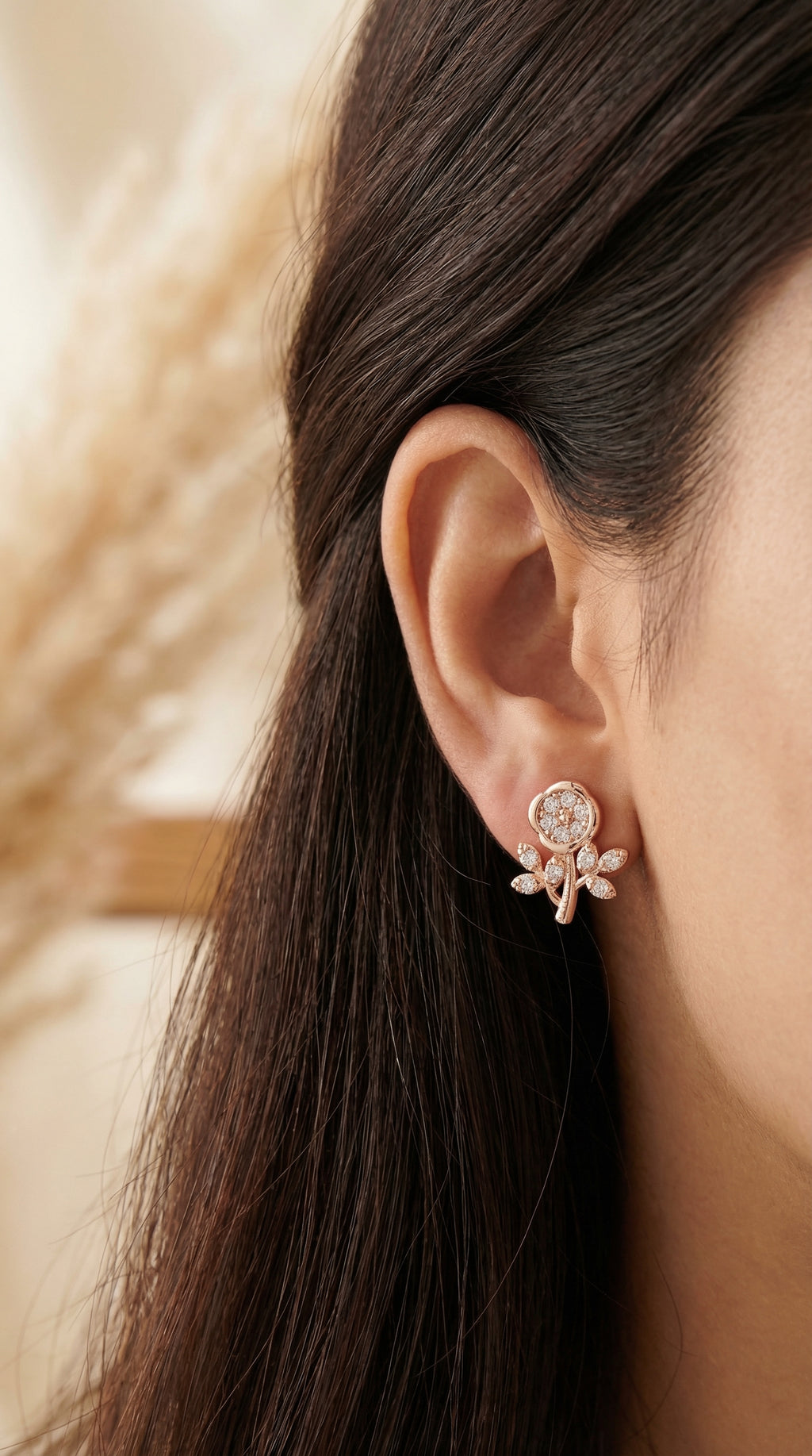 Golden Blossom Crystal Stud Earrings