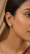 Golden Daisy Sparkle Stud Earrings