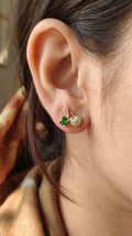 Emerald Cherry Heart Stud Earrings