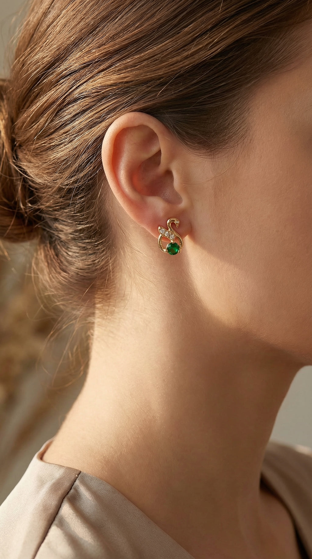 Emerald Swan Grace Stud Earrings