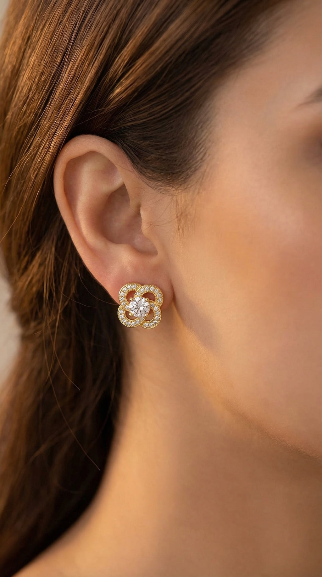 Golden Bloom Crystal Stud Earrings