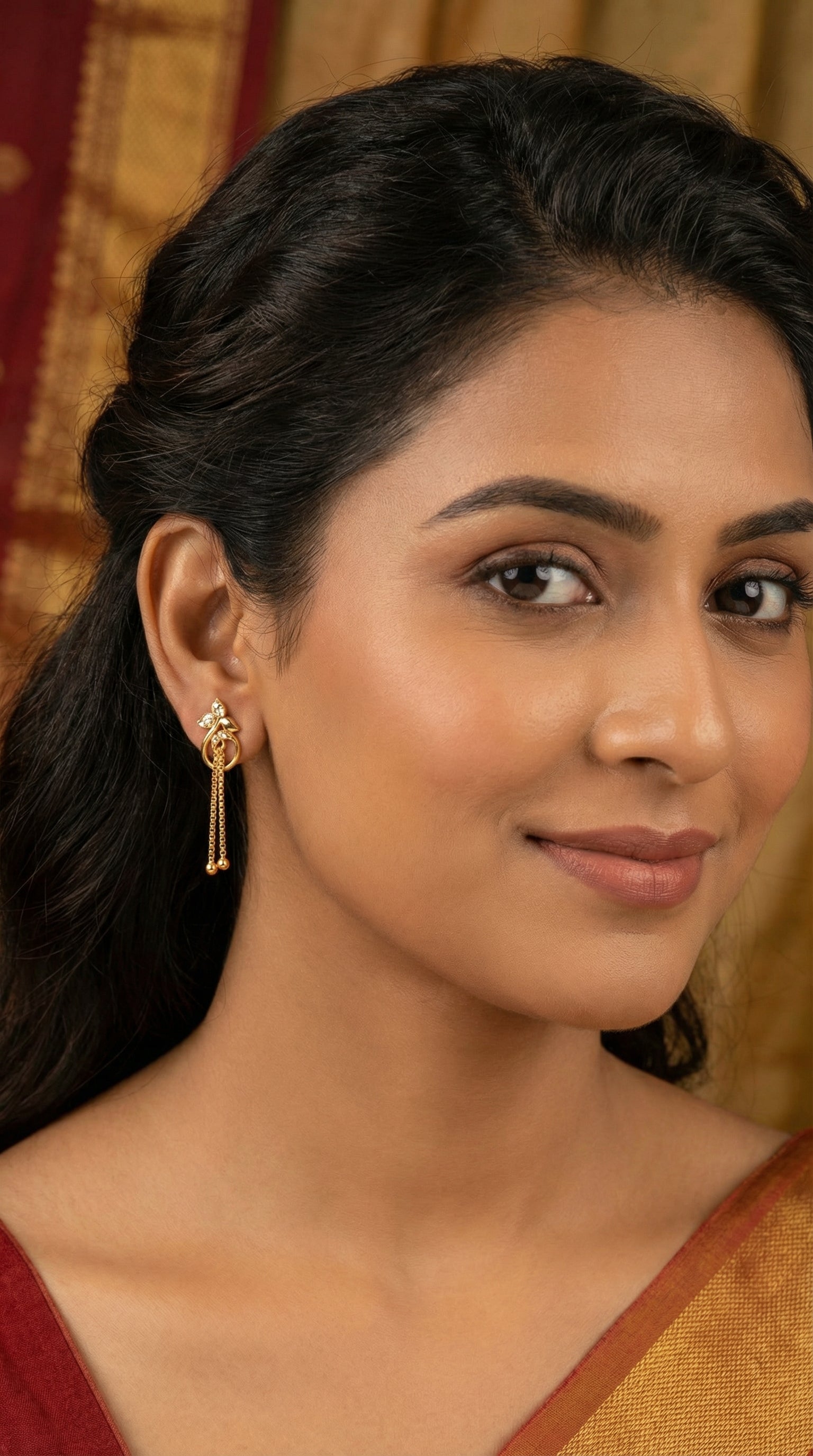 Golden Blossom Chain Drop Earrings