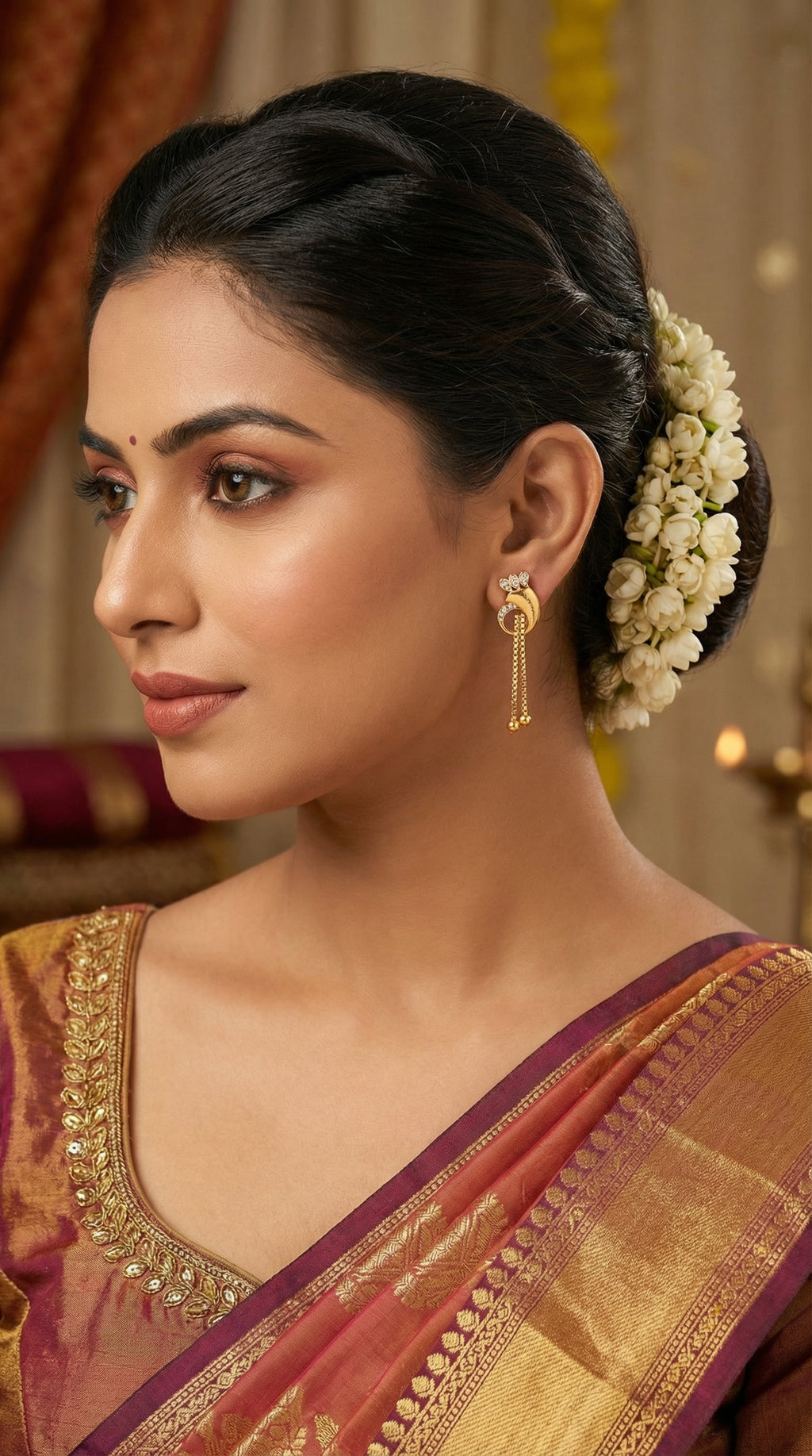 Royal Crescent Chain Drop Earrings