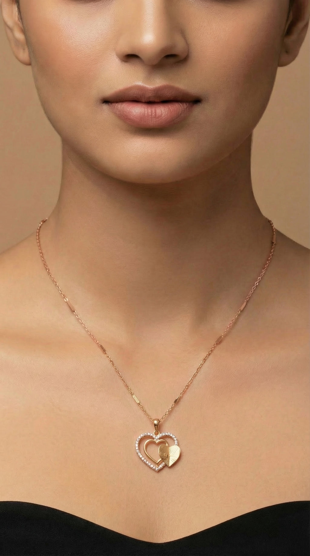 Radiant Double Heart Pendant Necklace
