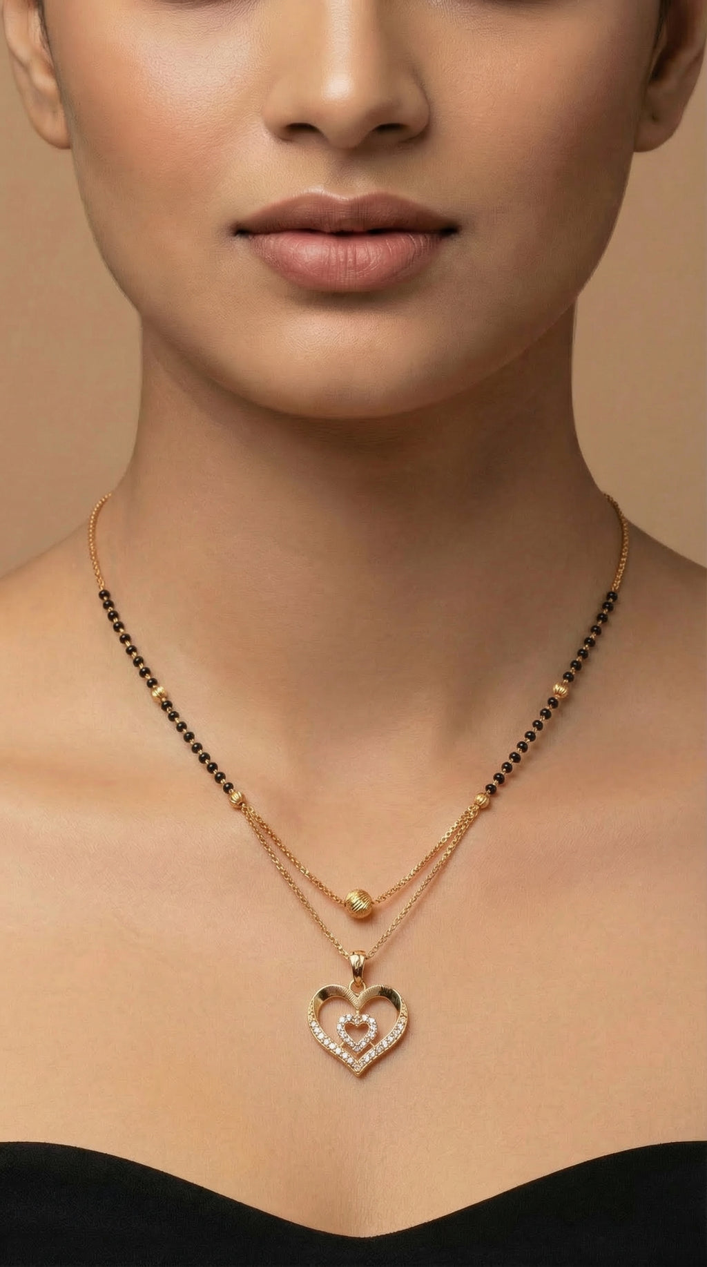 Royal Double Heart Mangalsutra Necklace