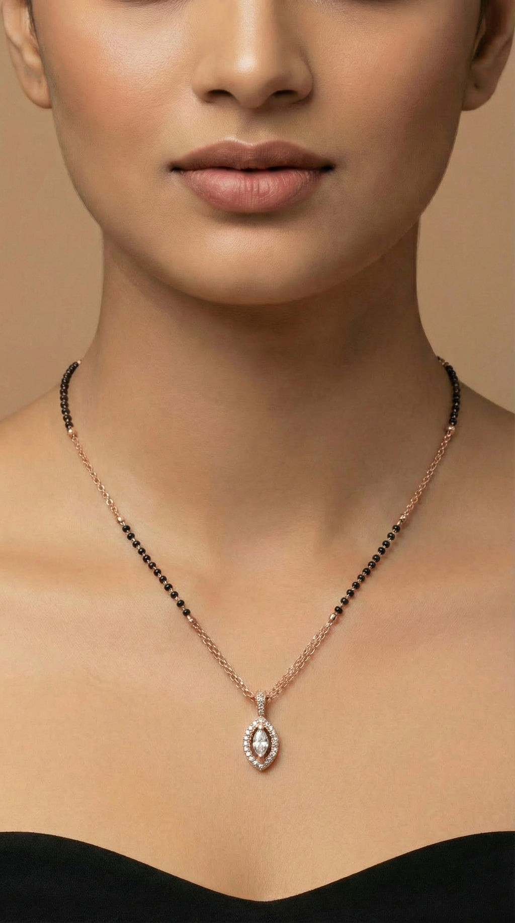 Roselle Halo Drop Mangalsutra