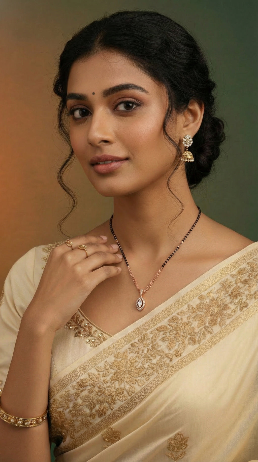 Roselle Halo Drop Mangalsutra