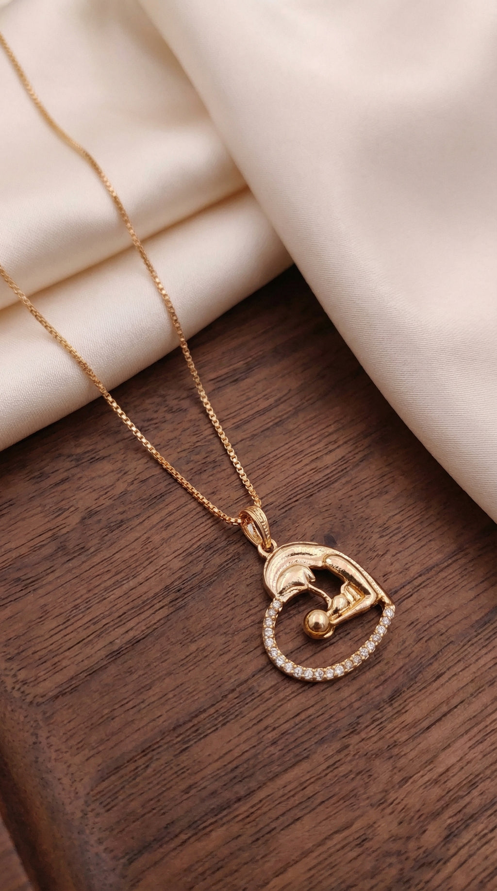 Elegant Mother & Baby Heart Pendant Necklace