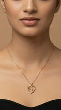 Golden Rose Heart Pendant Necklace