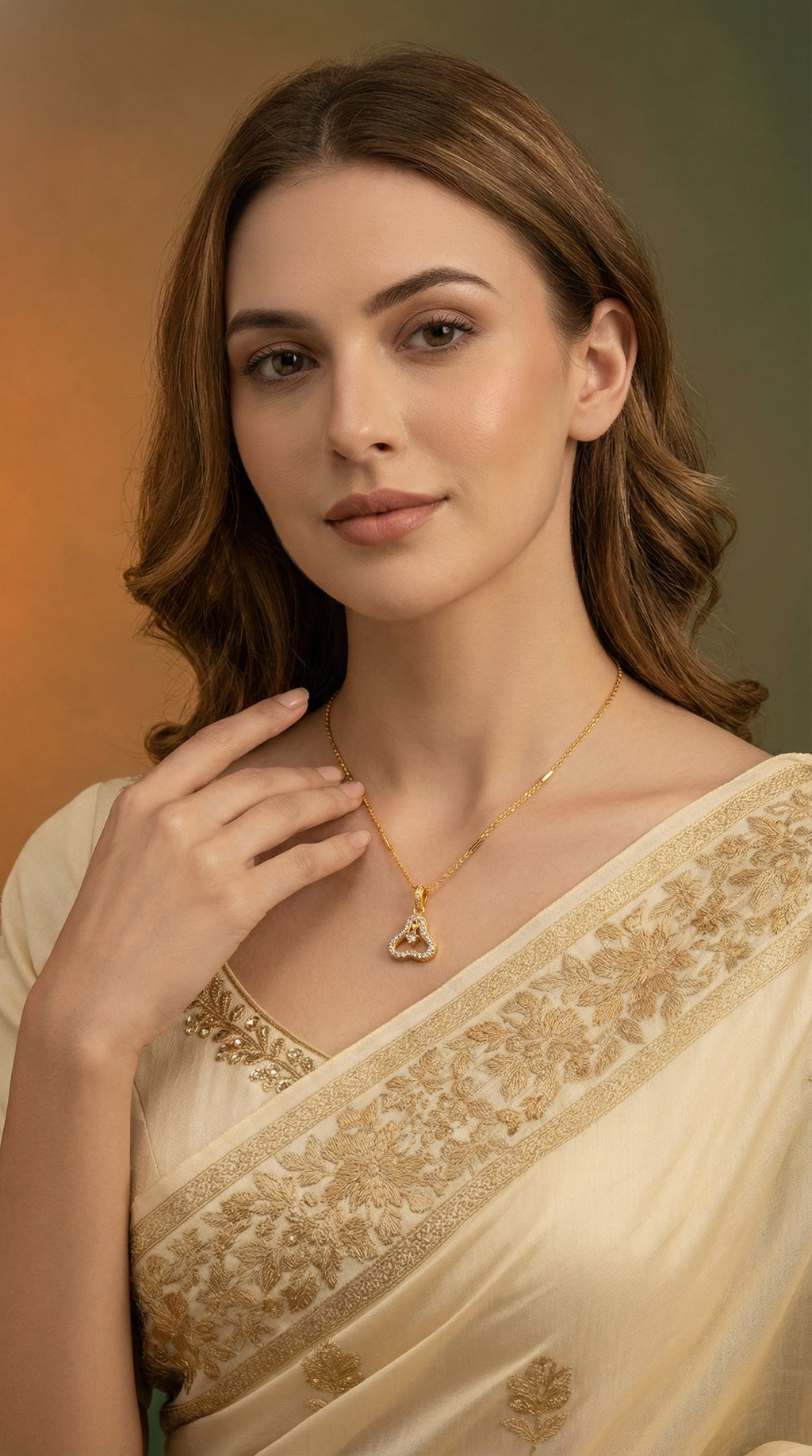 Rose Gold Crystal Trinity Heart Pendant Necklace