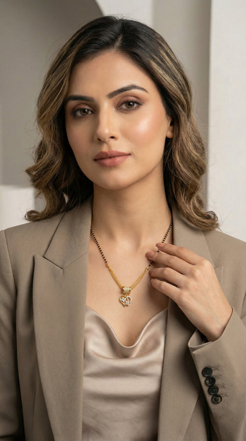 Classic Gold Crystal Heart Mangalsutra