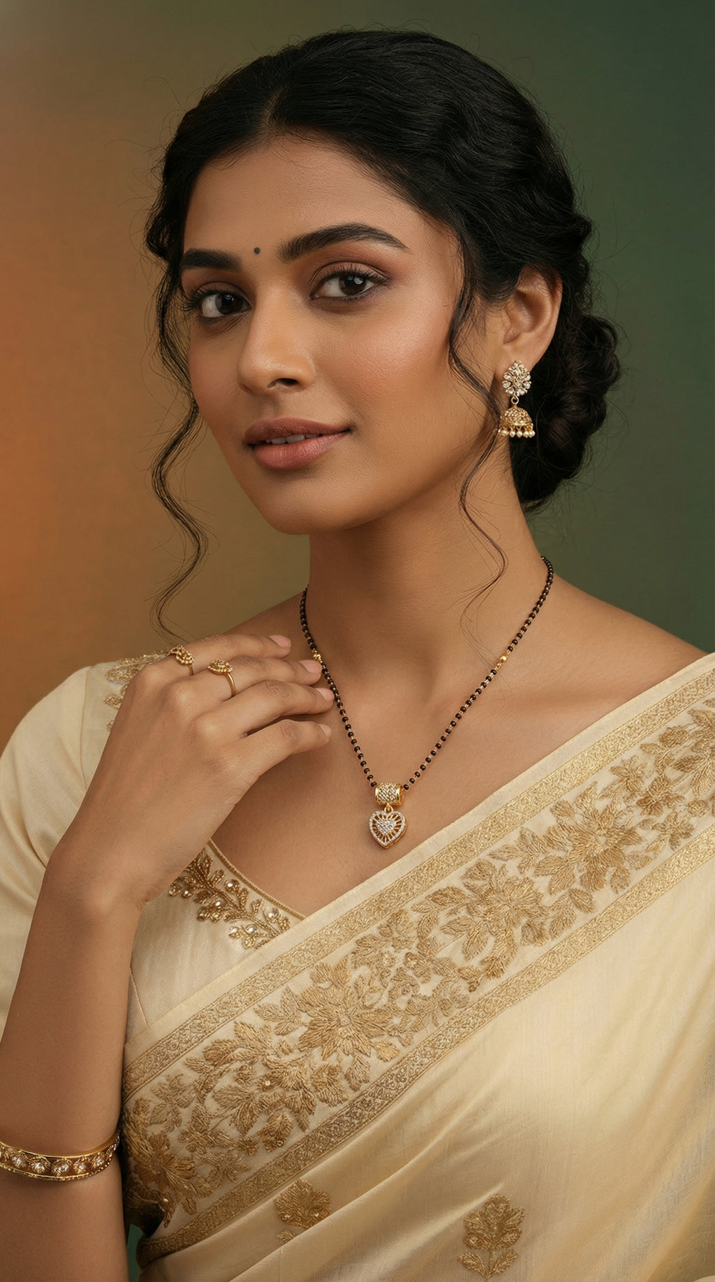 Crystal Heart Mangalsutra