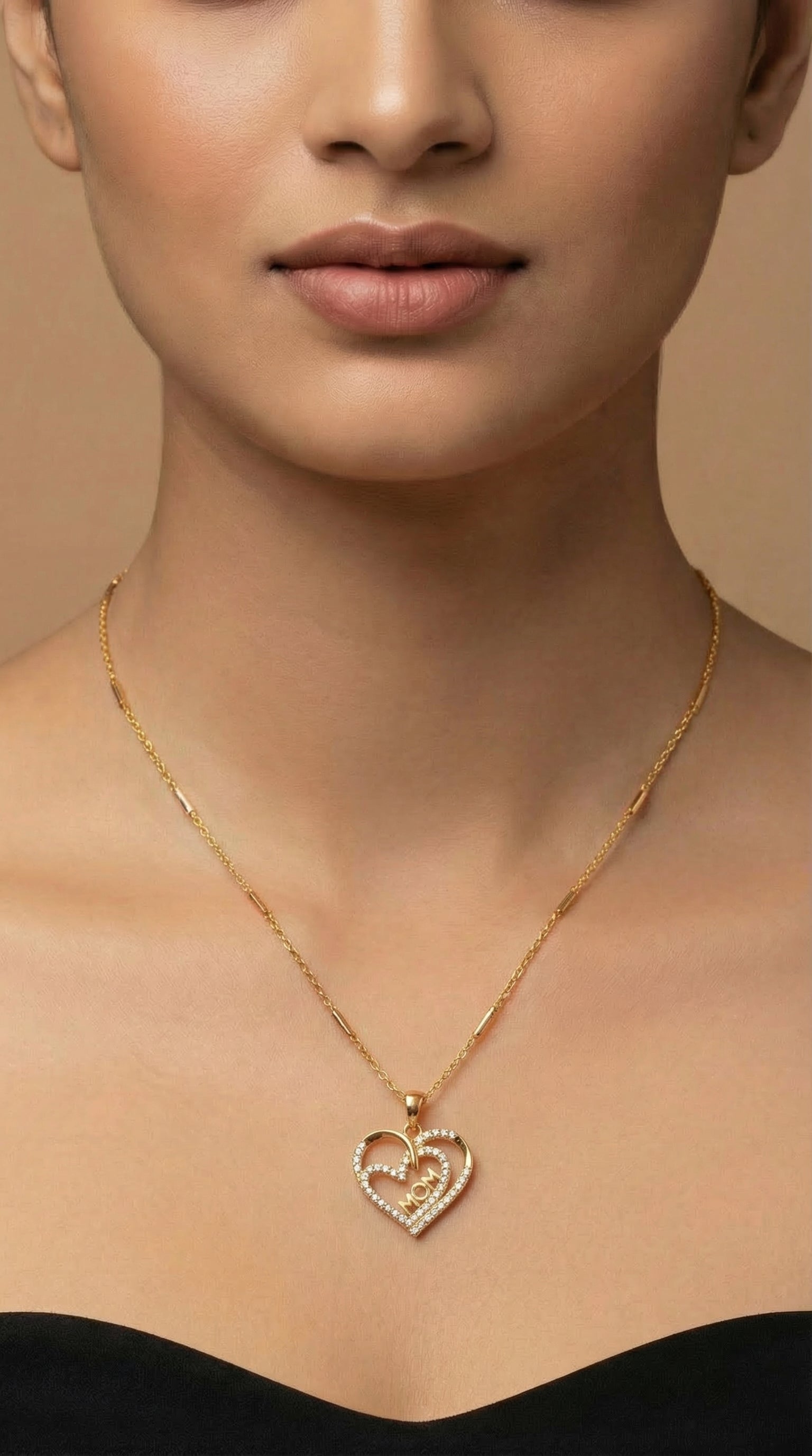 Mom Love Heart Pendant Necklace