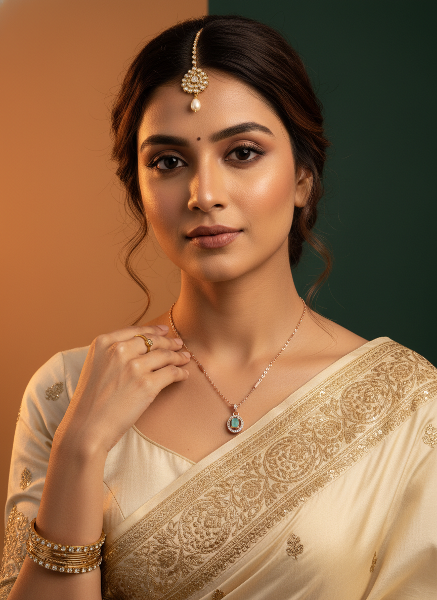 Elegant Emerald Halo Pendant Necklace