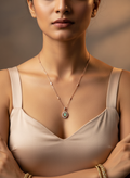Elegant Emerald Halo Pendant Necklace