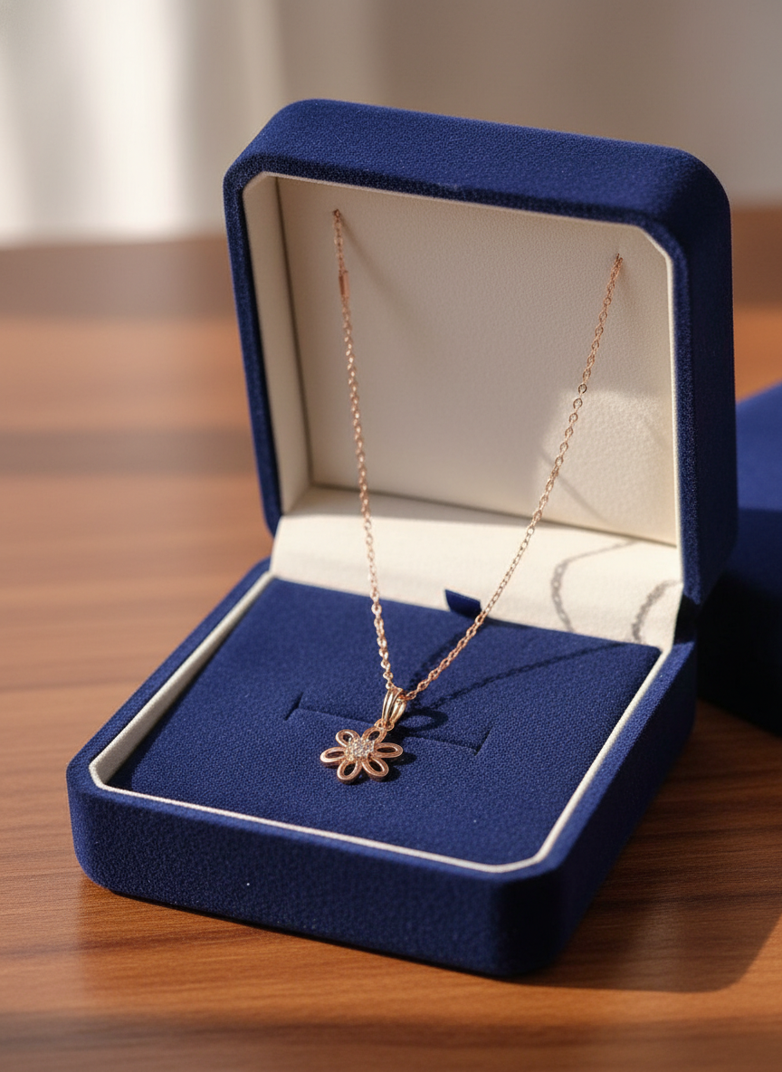 Elegant Flower Crystal Pendant Necklace