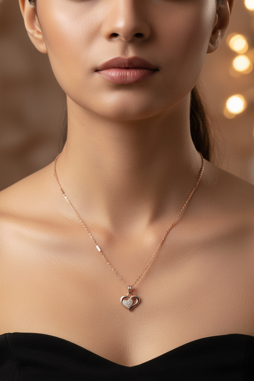 Double Heart Pendant Necklace