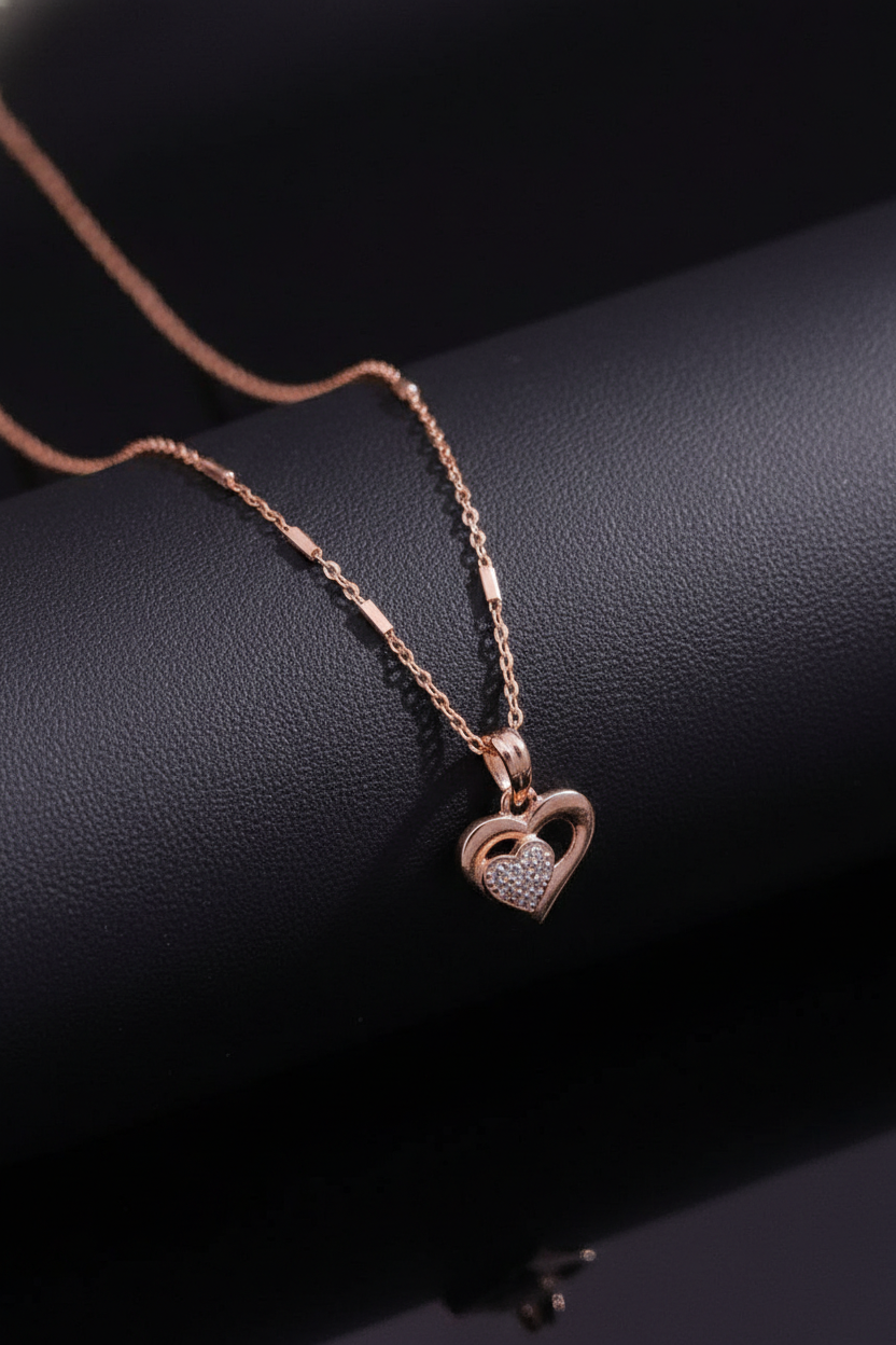 Double Heart Pendant Necklace
