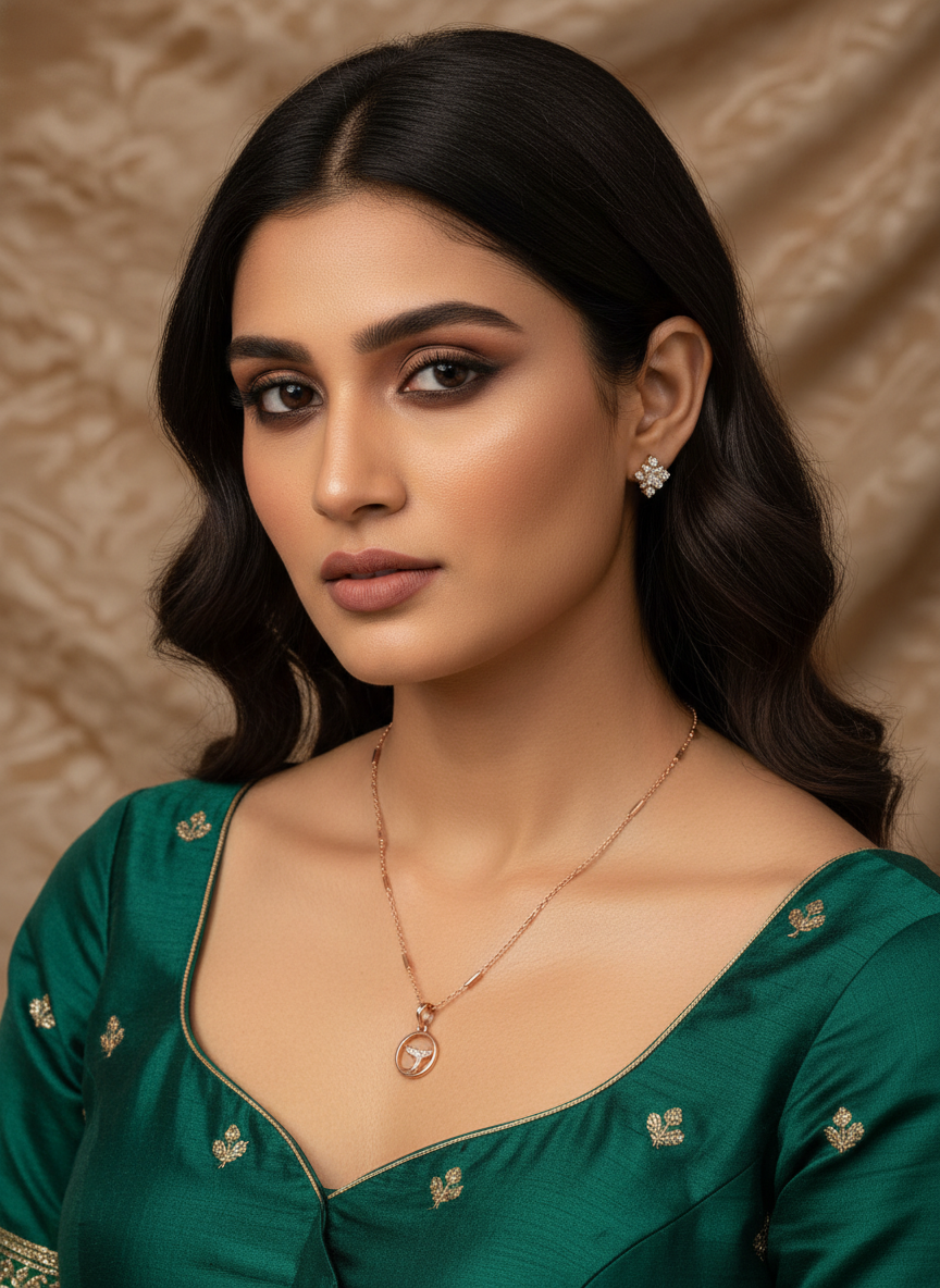 Circular Crystal Charm Necklace