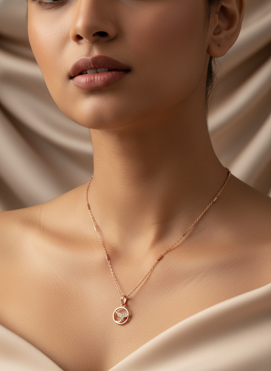 Circular Crystal Charm Necklace