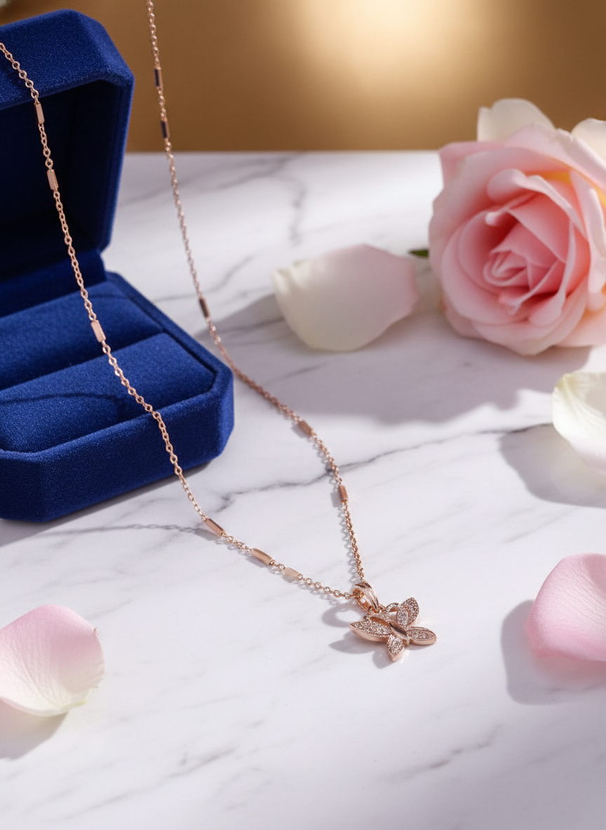 Sparkling Butterfly Crystal Necklace
